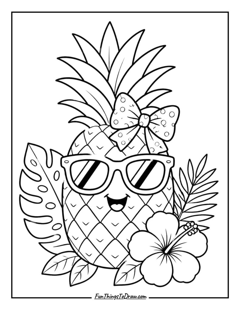 Preppy Pineapple Coloring page