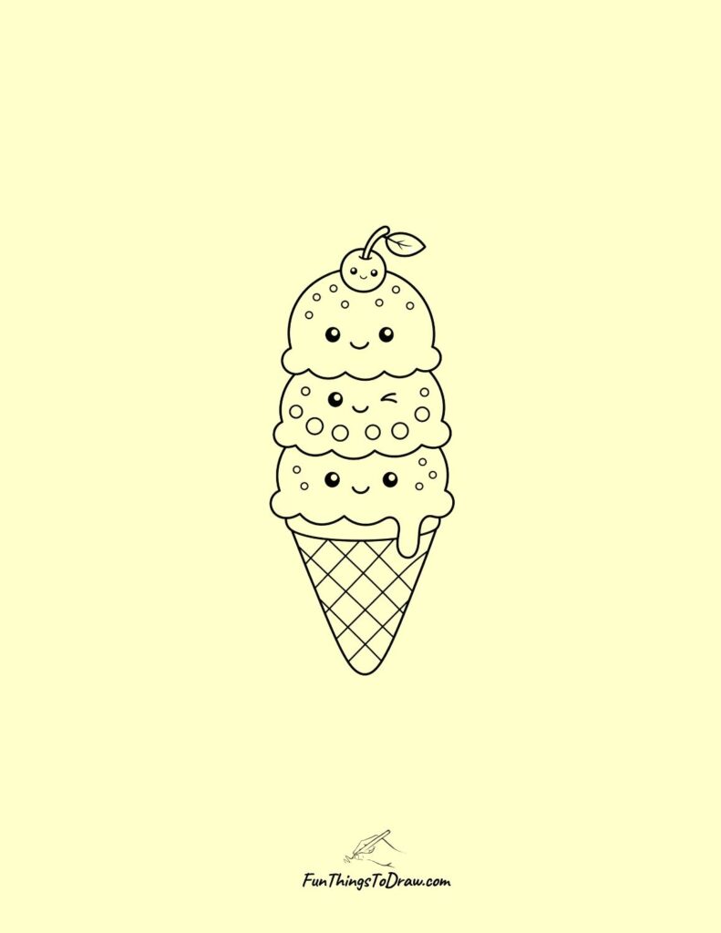 Drawing of Boba-Flavored Ice Cream Cone