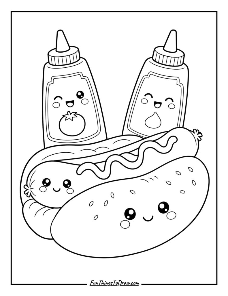 Happy Hot Dog Coloring page