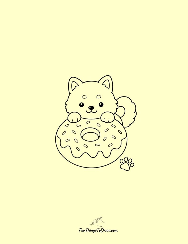 Kawaii Shiba Inu with a Donut Drawing
