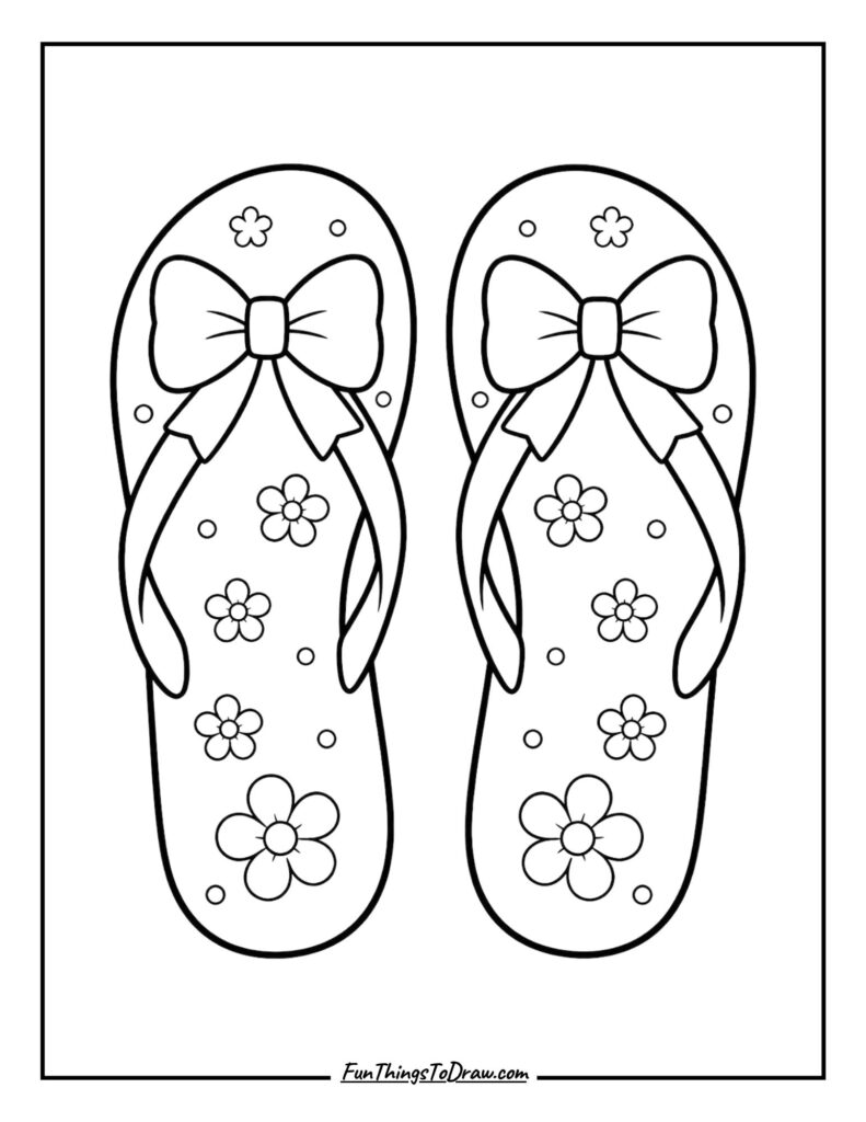 Flip-Flops with Bow coloring page