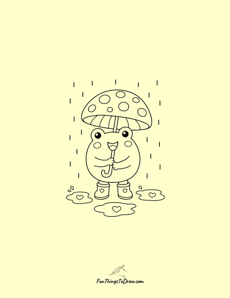  Kawaii Rainy Day Frog with Umbrella