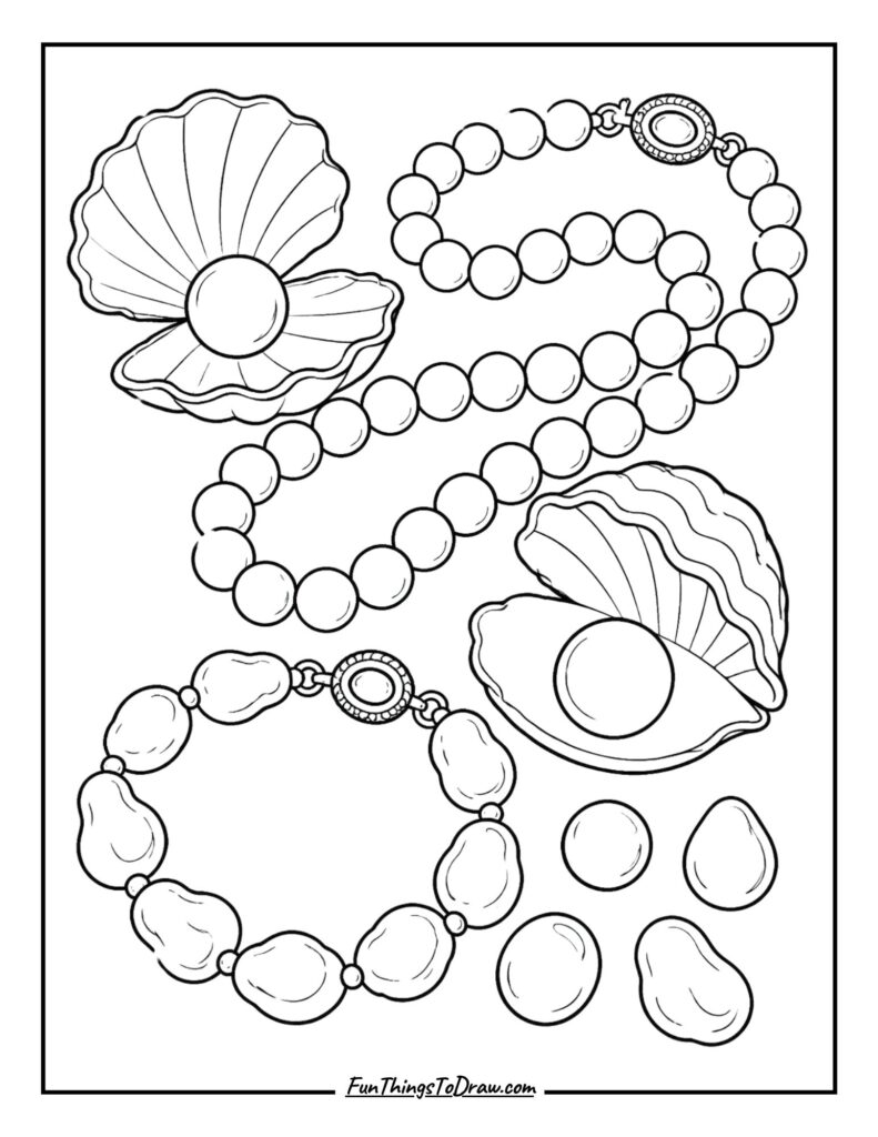 Preppy Pearls Coloring Page