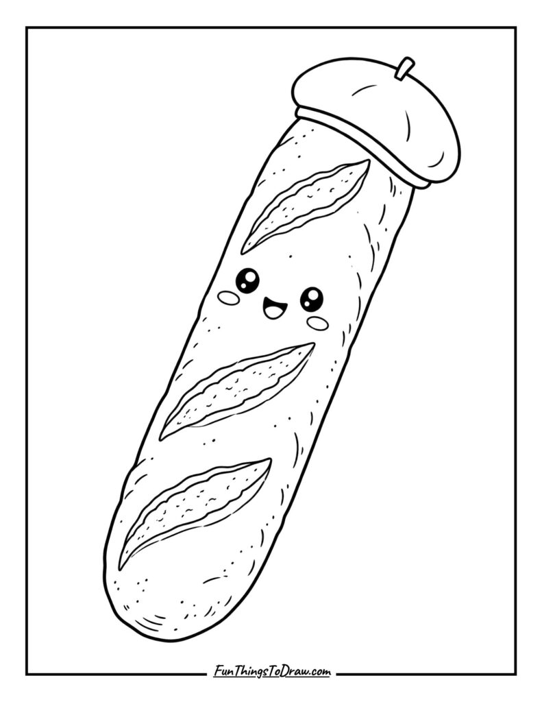 Happy Baguette Coloring Page