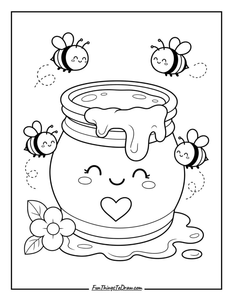 Cute Honey Pot Coloring Page