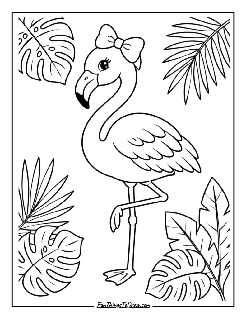 Preppy Flamingo coloring page