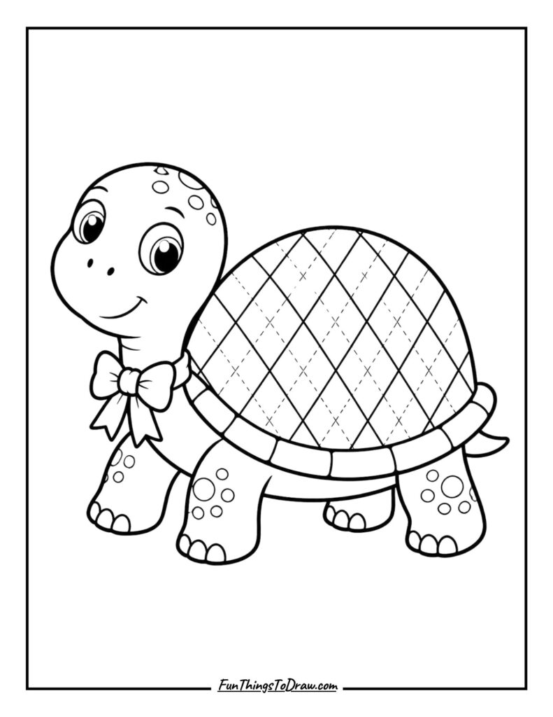Preppy Turtle Design coloring page