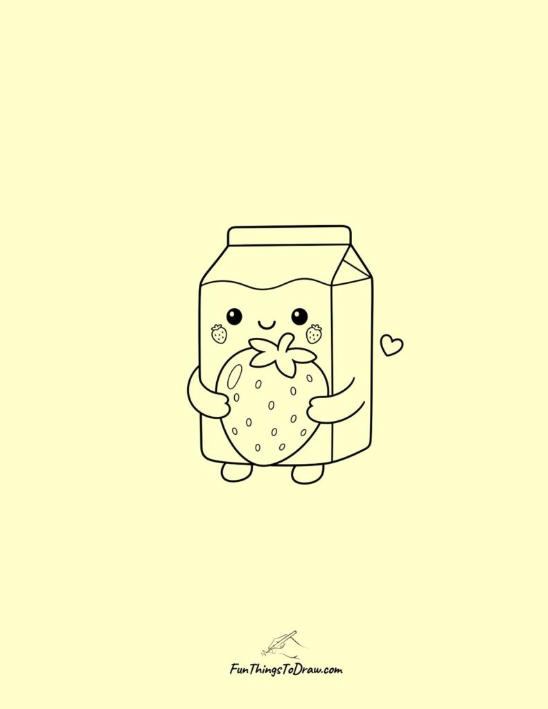 Happy Strawberry Milk Carton Drawing Idea