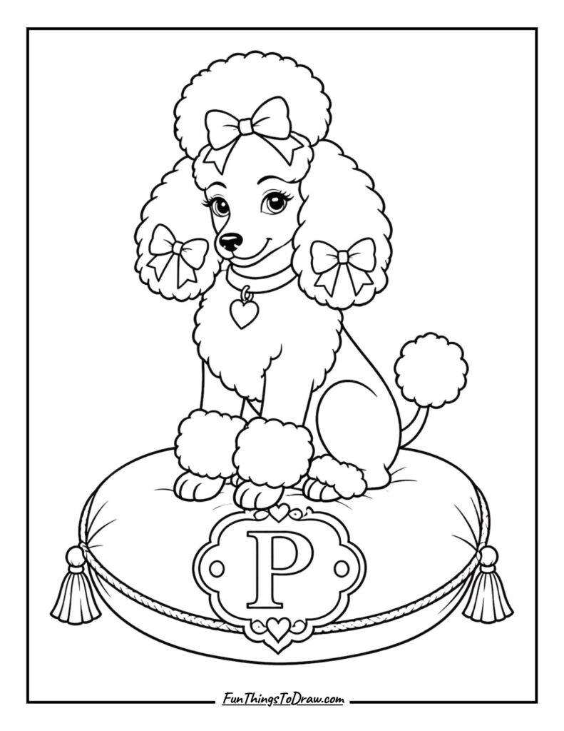 Preppy Poodle coloring page