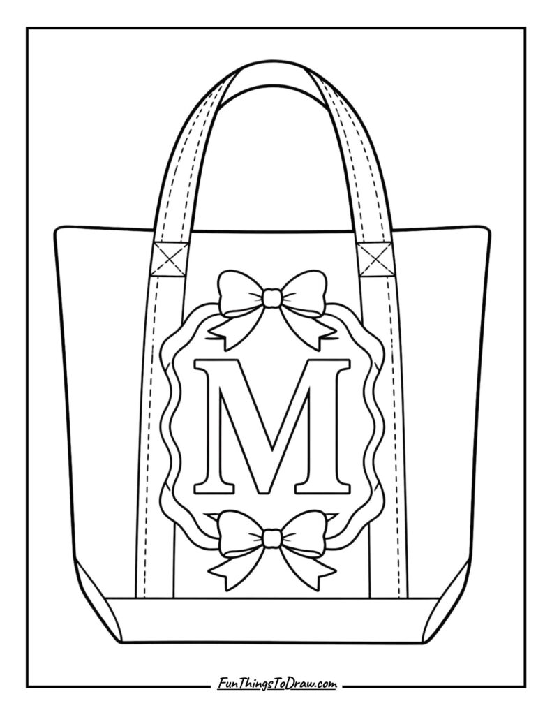Monogram Tote Bag Coloring Page