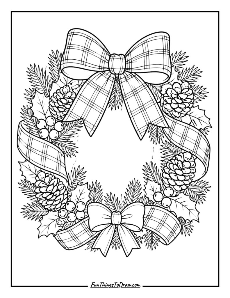 Preppy Wreath Coloring Page