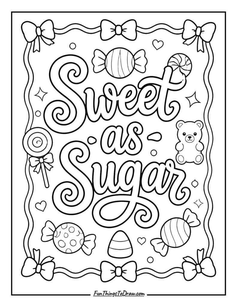 Sweet as Sugar_ Typography Coloring Page