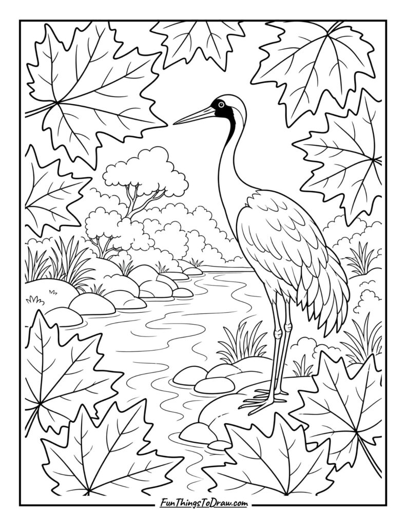 Autumn Maple Haven Coloring Page