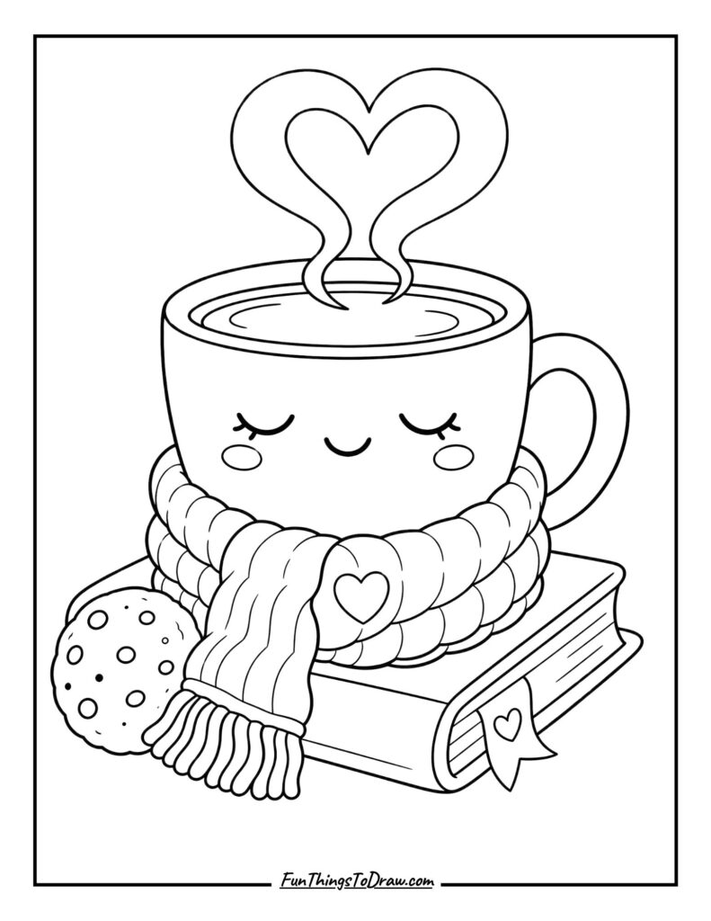 Cute Coffee Cup Coloring Page