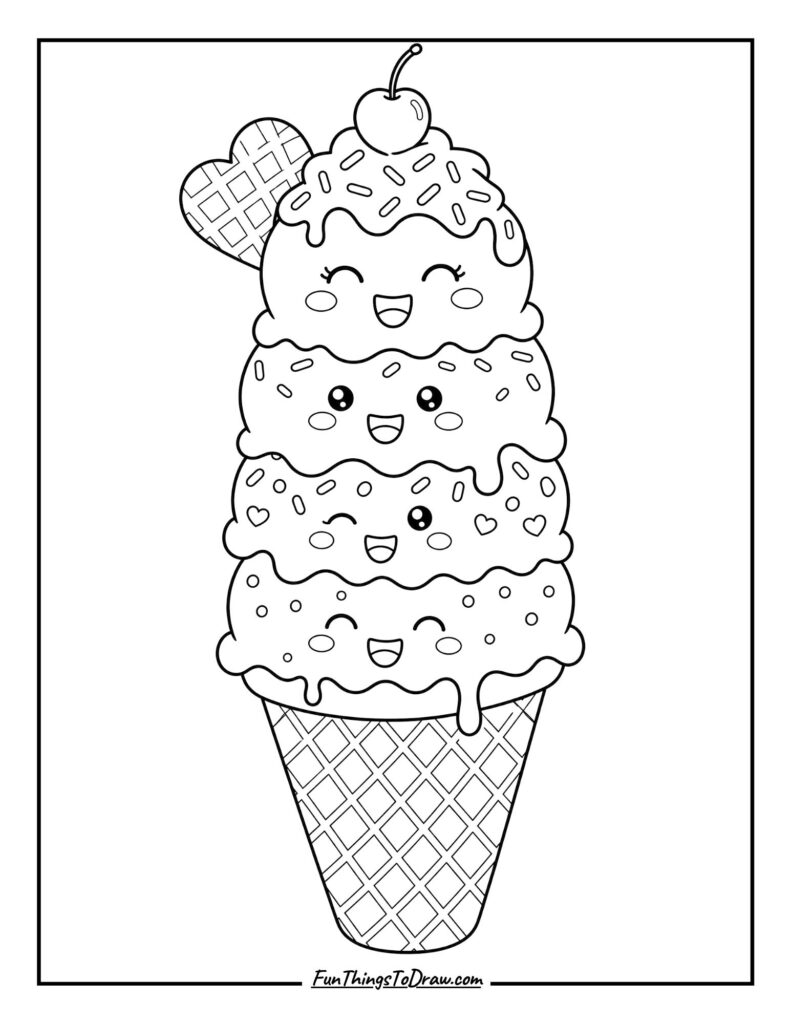 Kawaii food coloring page