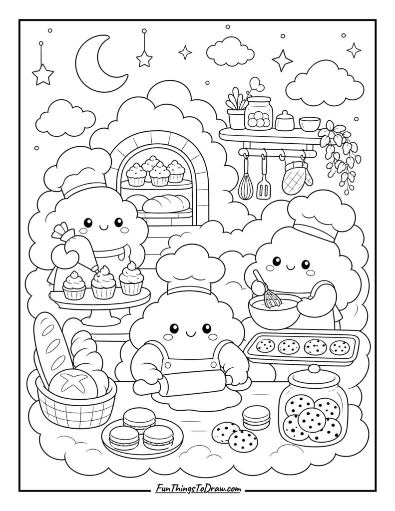 Kawaii Bakery Coloring Page