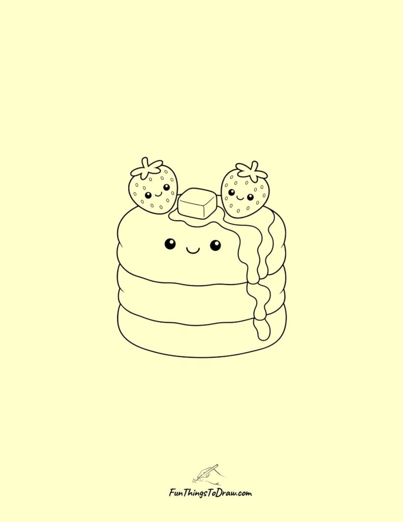Pancake Stack with Berries Drawing Idea