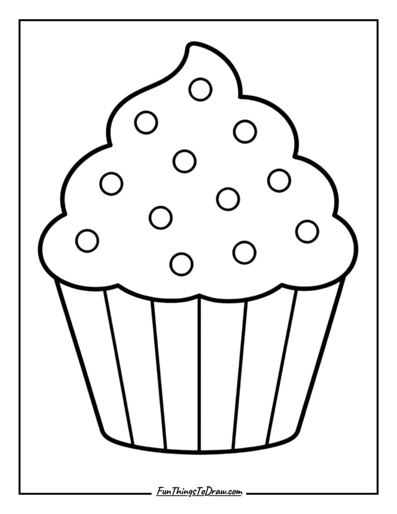 Basic Cupcake with Sprinkles coloring page