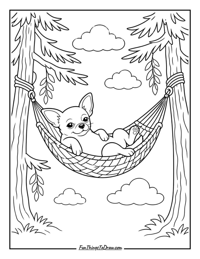 Chihuahua in a Hammock coloring page