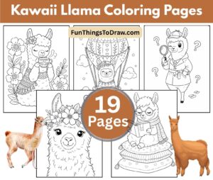 Kawaii Cute Llama Coloring Pages for Adults