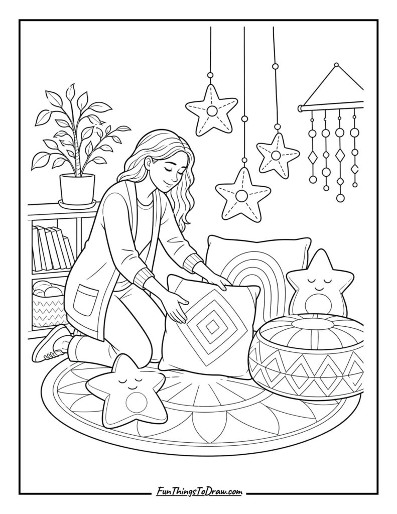 Teacher’s Calm Corner Coloring Page