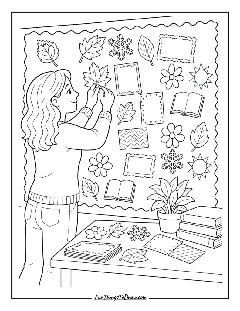Seasonal Bulletin Board Coloring Page