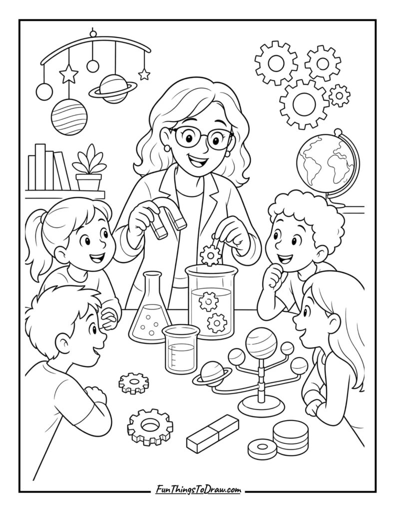Science Experiment Station coloring page