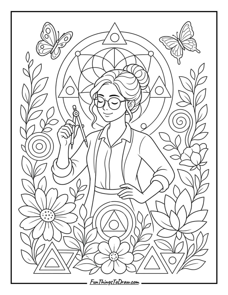 Geometry Garden coloring page