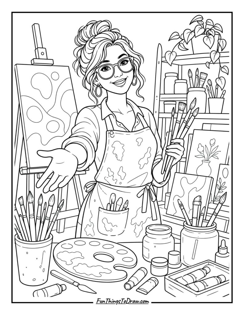 Art Teacher’s Studio Coloring Page