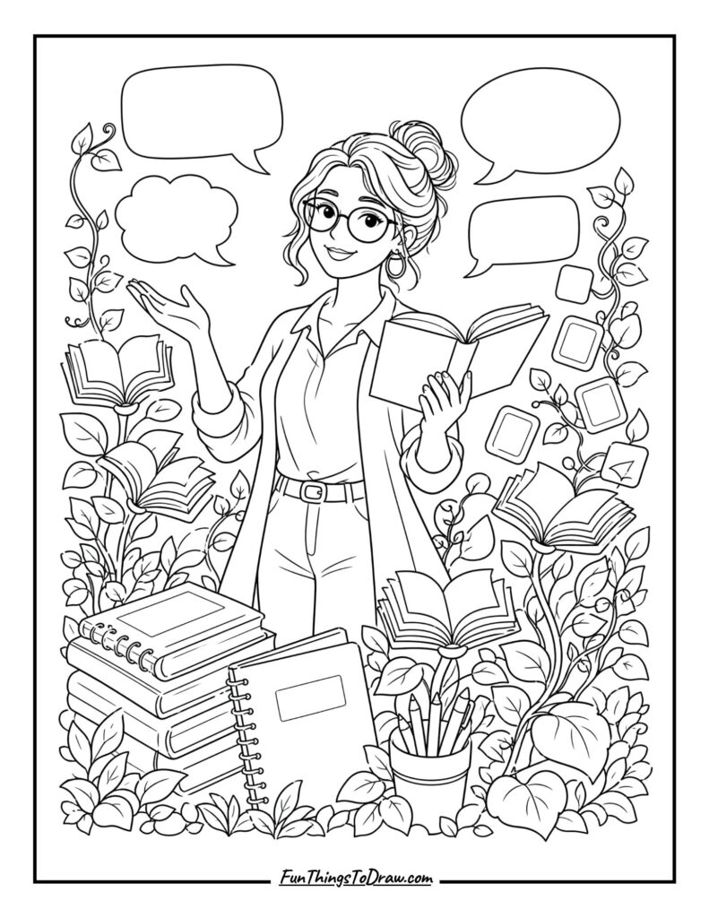 Language Teacher’s Word Garden Coloring Page