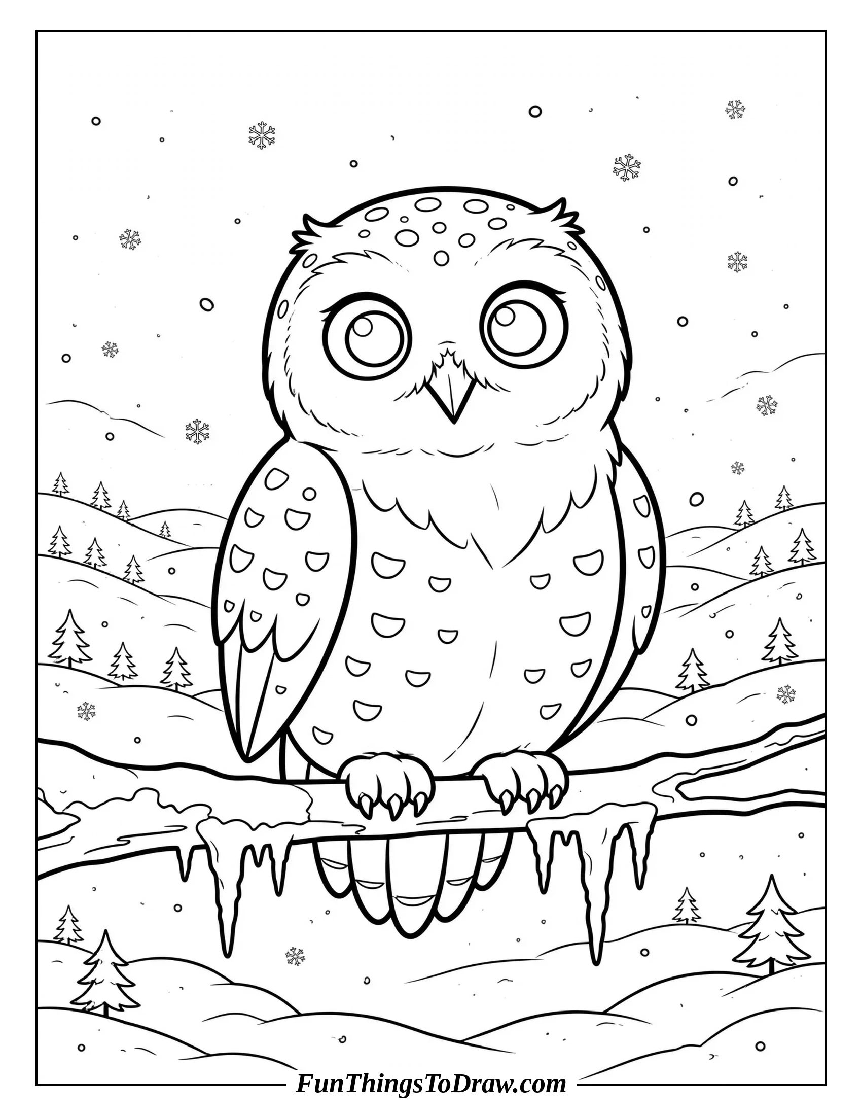 Wise Snowy Owl coloring page