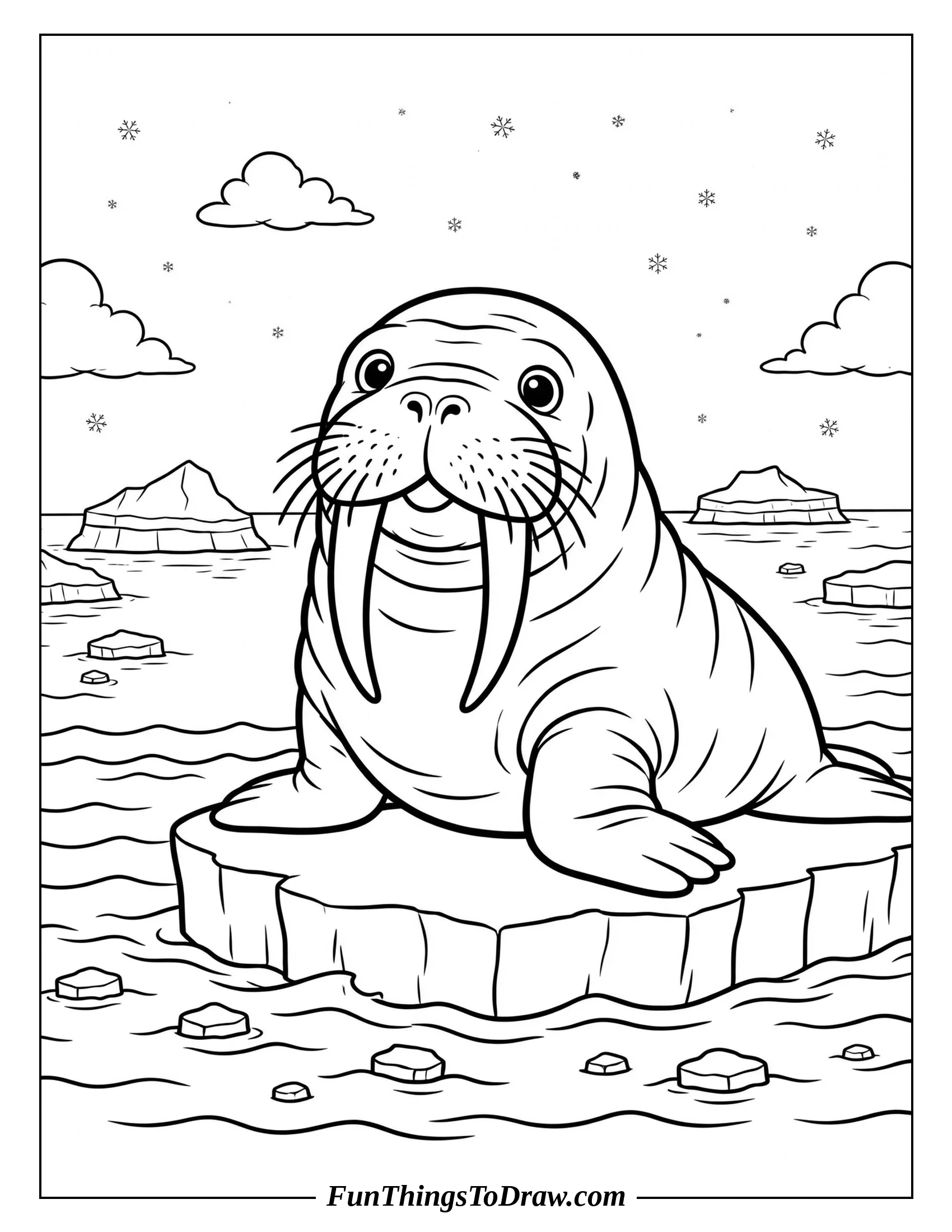 Happy Walrus coloring page