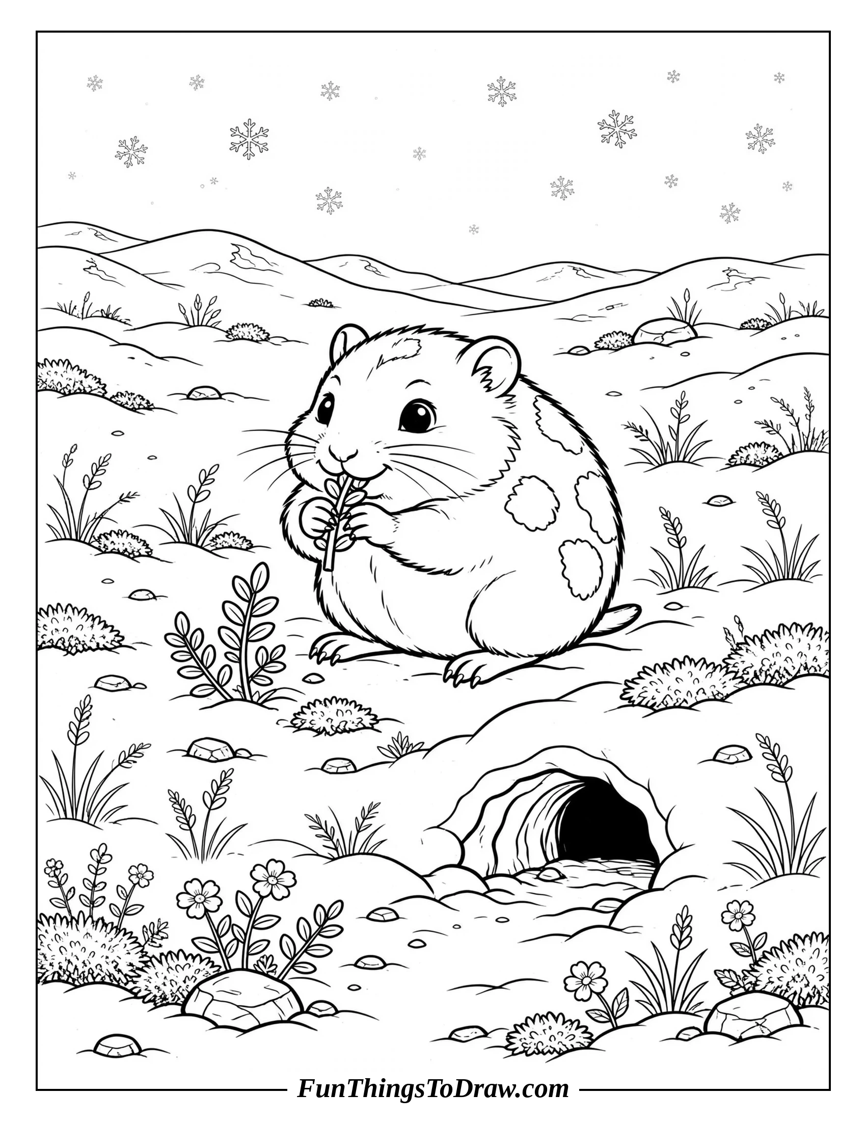 Chubby Collared Lemming coloring page