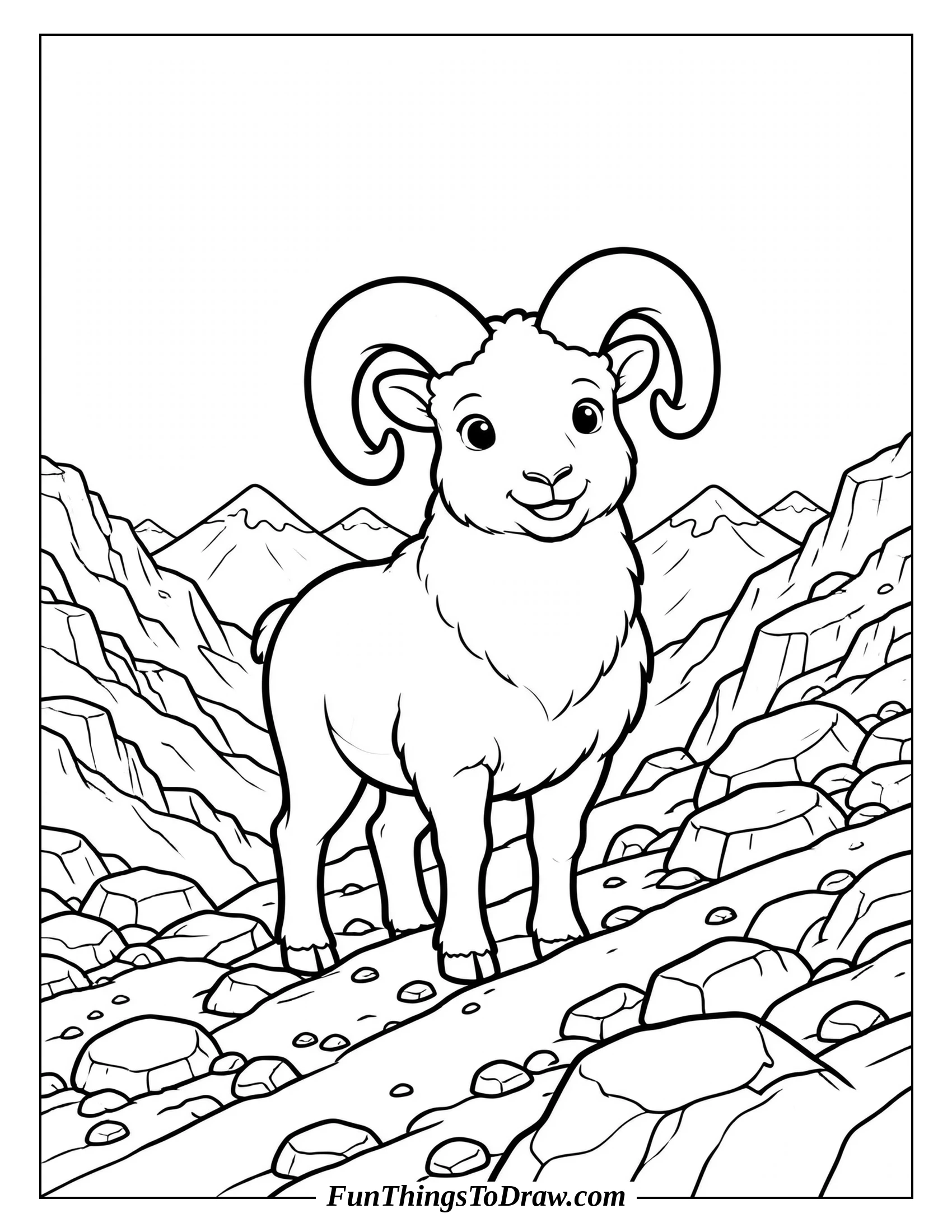 Proud Dall Sheep coloring page