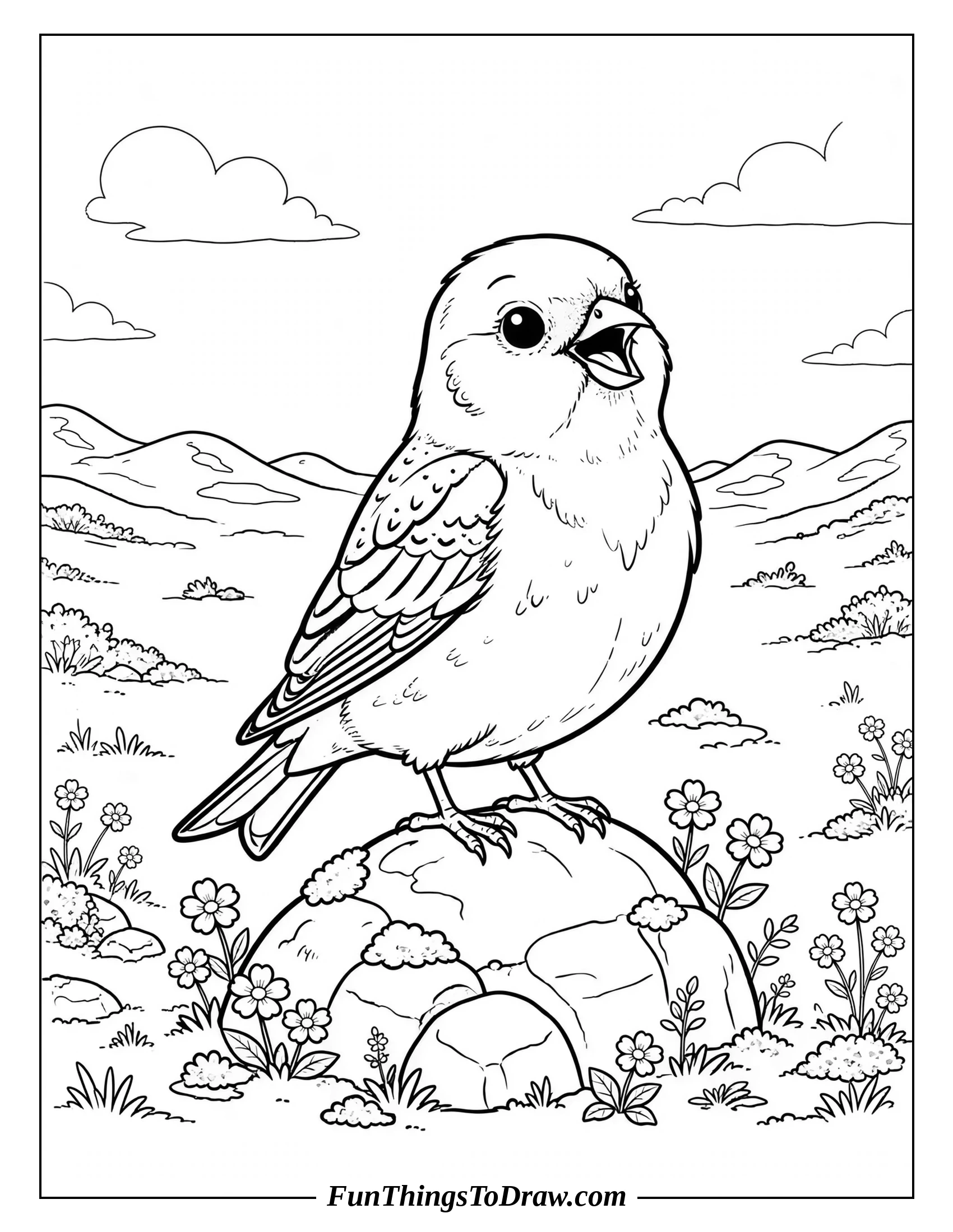 Joyful Snow Bunting coloring page