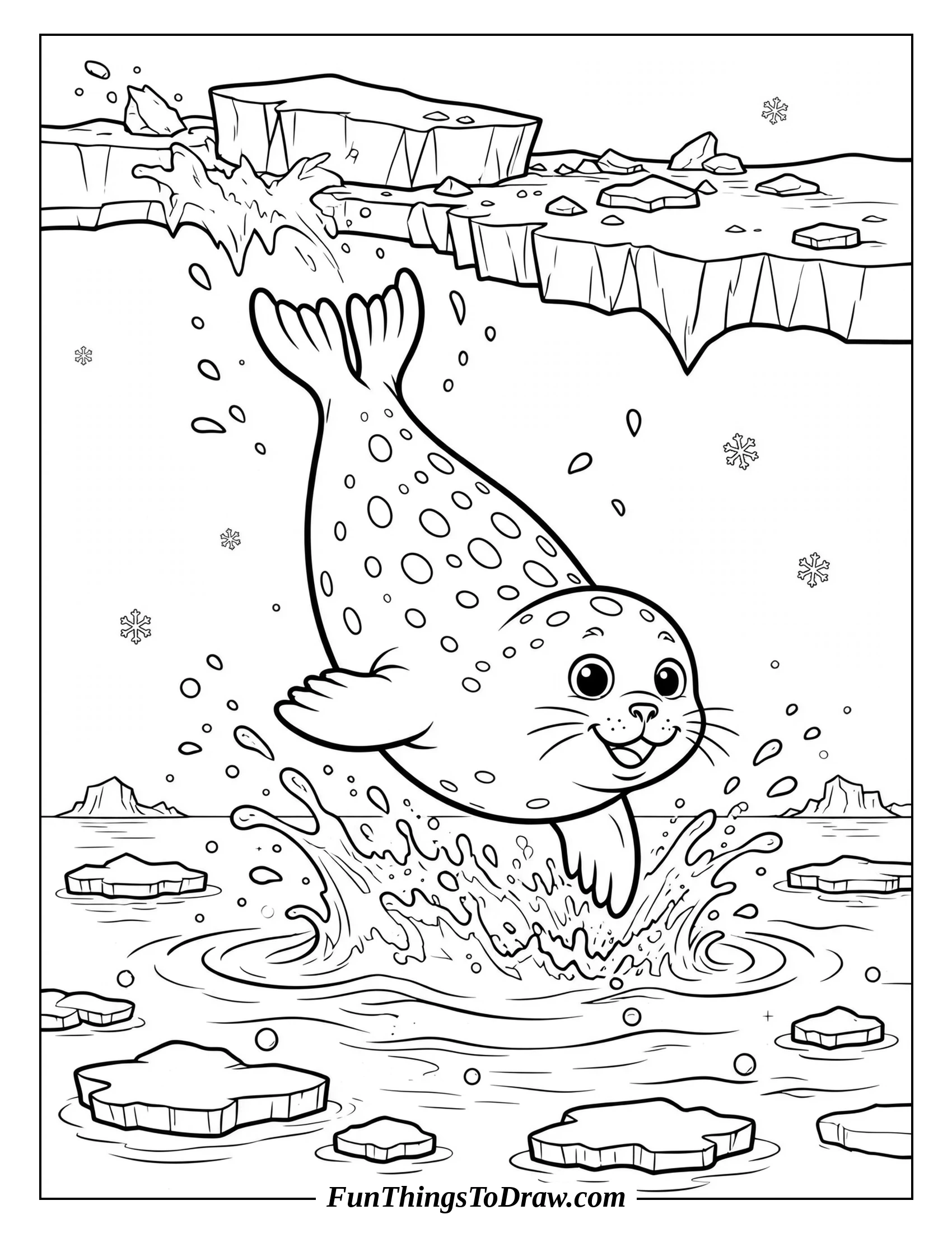 Diving Spotted Seal coloring page