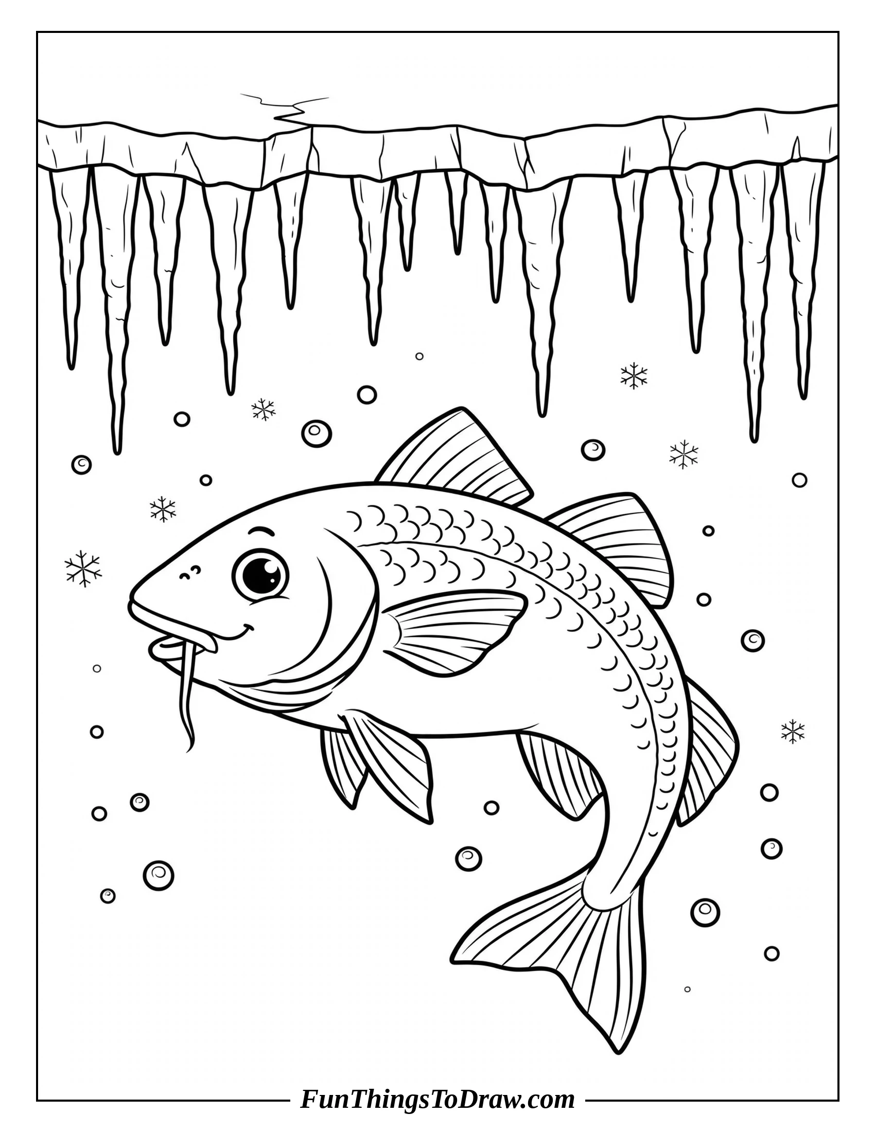 Swimming Arctic Cod coloring page