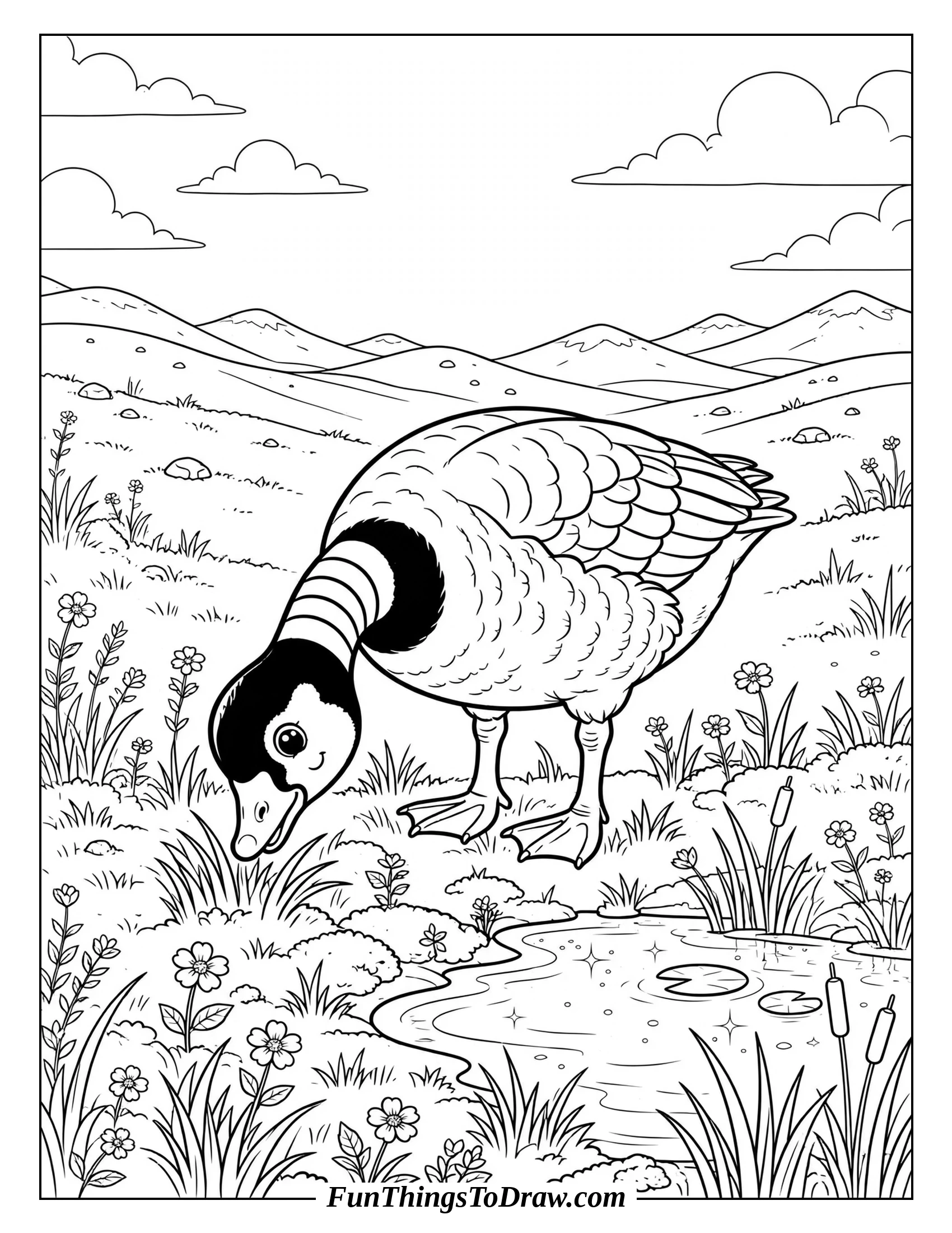 Friendly Barnacle Goose coloring page