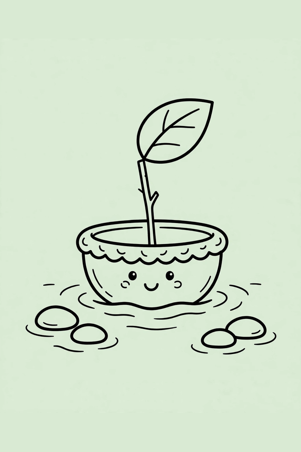 Acorn Cap Boat with a Leaf Sail