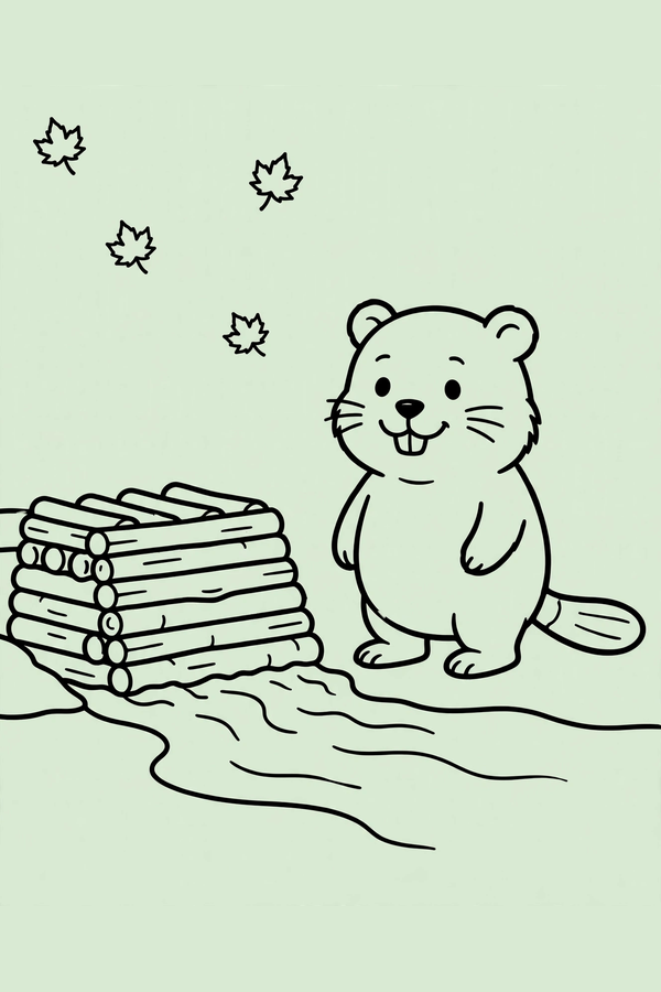 Beaver Beside Its Dam