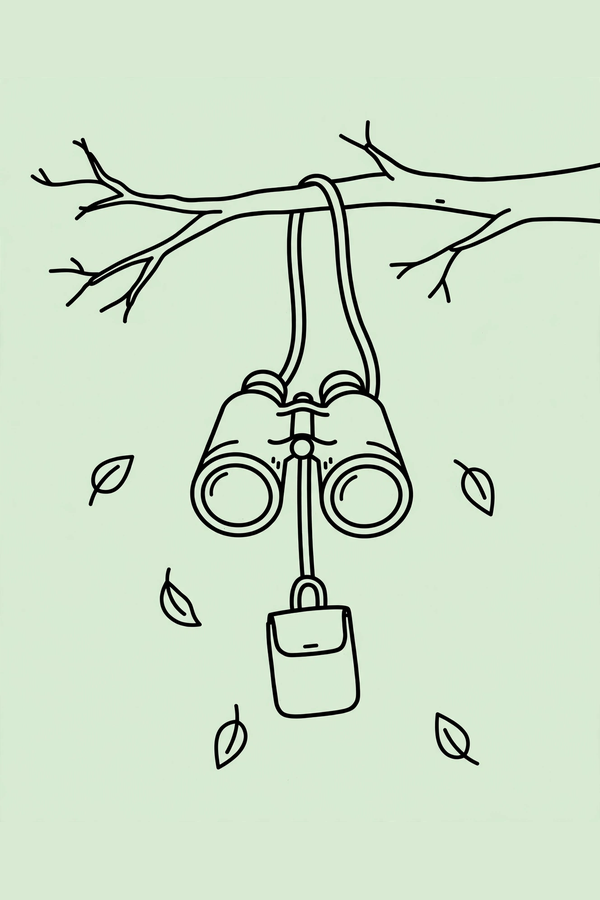Binoculars Hanging from a Branch