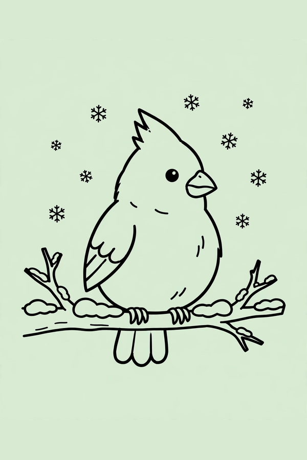 Cardinal Sitting on a Snowy Branch