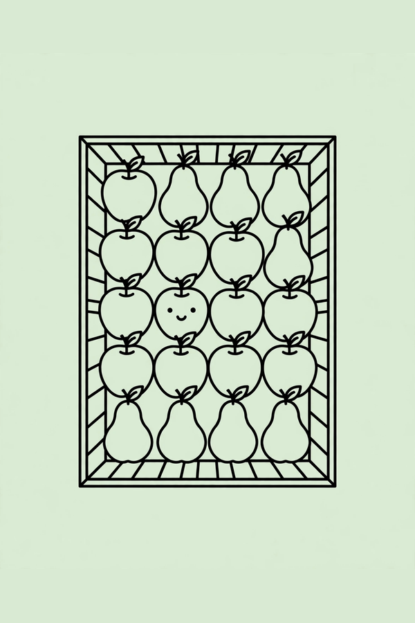 Crate of Pears and Apples from Above