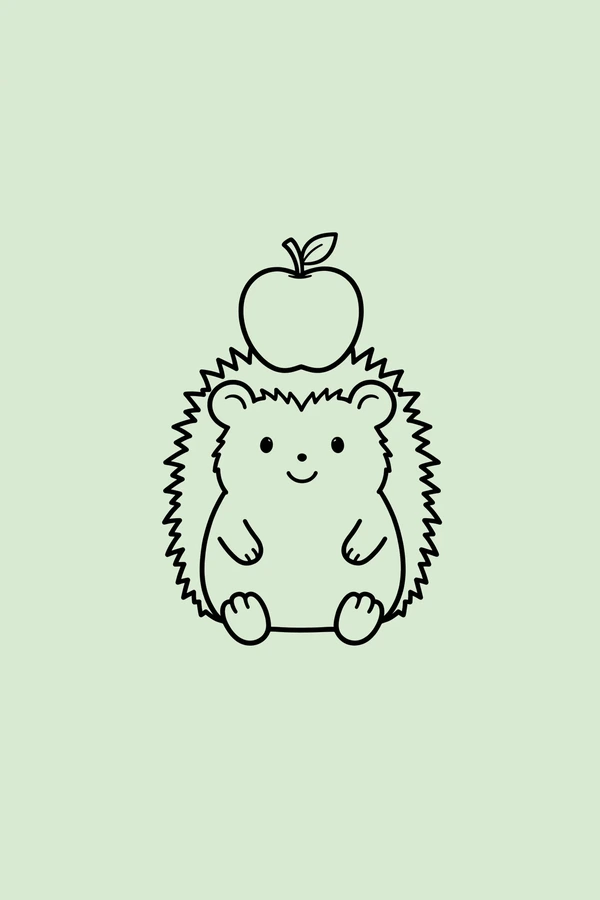 Cute Hedgehog with Apple