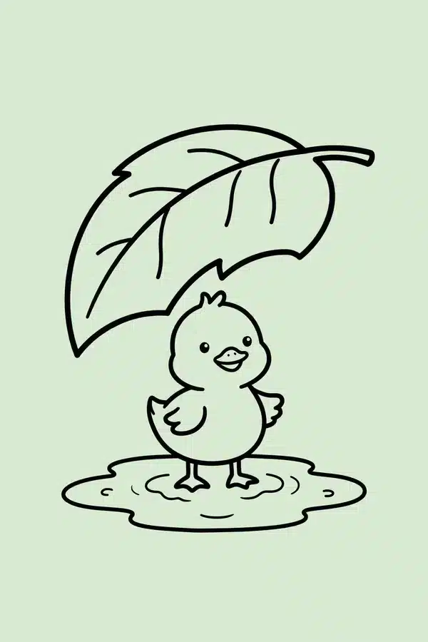 Duckling with Leaf Umbrella