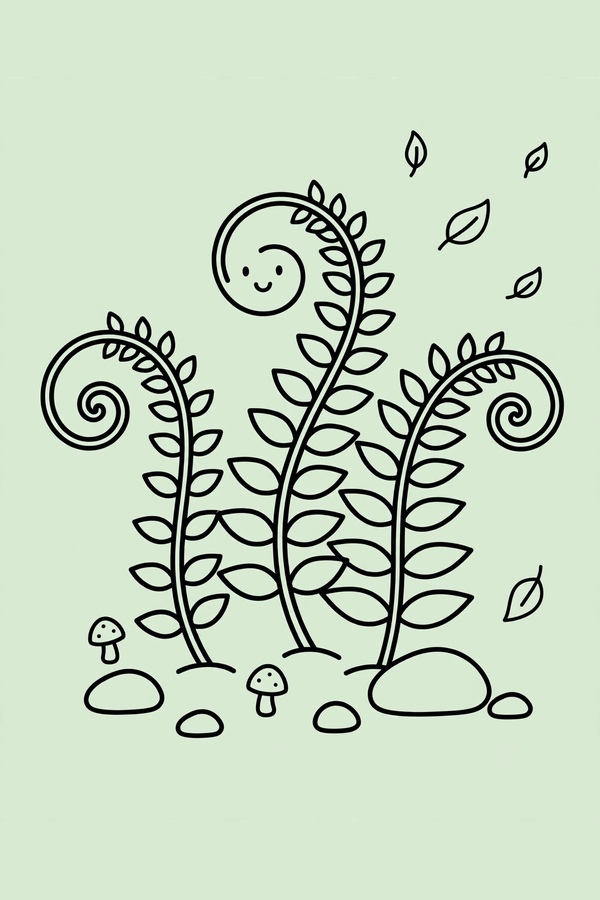 Fern Fronds Curling in the Woods