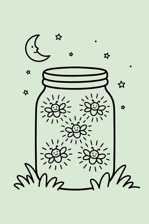 Fireflies in a Jar at Dusk