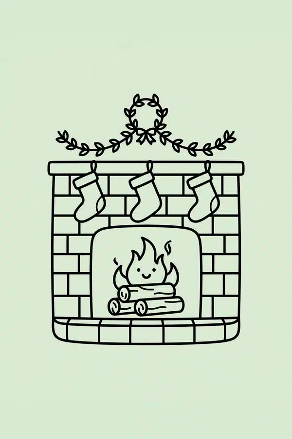 Fireplace with Cozy Stockings