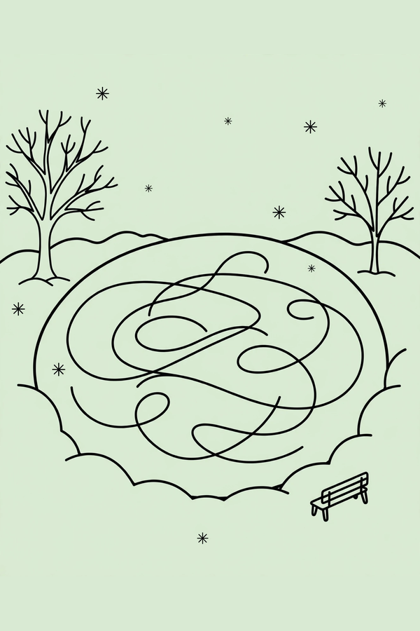 Frozen Pond with Curvy Skate Marks