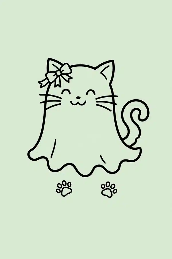 Ghost Cat with a Bow